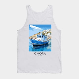 A Pop Art Travel Print of Chora Andros Island - Greece Tank Top